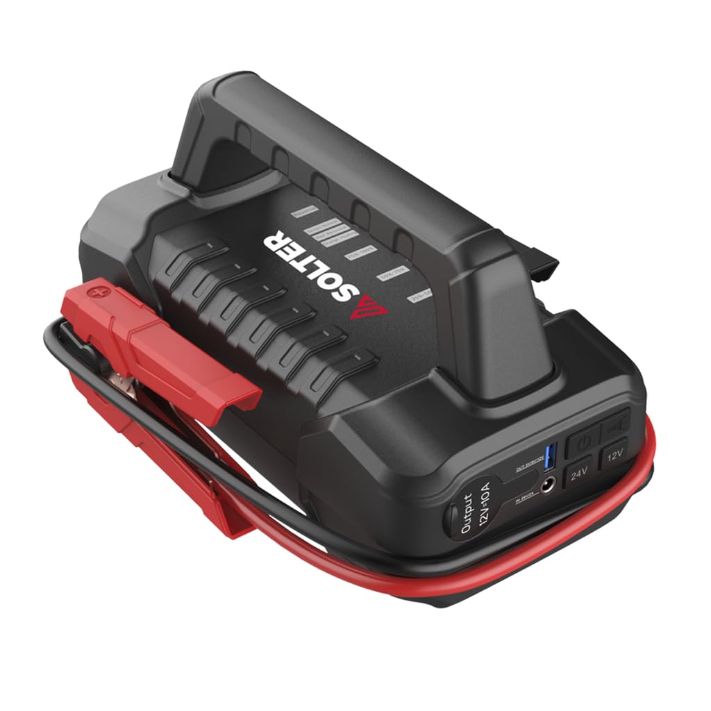 Solter - Lithium LT-56 12/24V Pro Professional Battery Starter 56,000mAh 2000A Compatible with Petrol and Diesel Engines for Cars, Trucks, Fleets and Heavy Machinery Powerbank Multipurpose