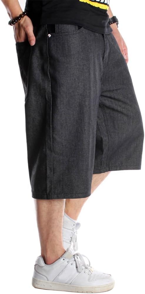 Kinghua Baggy Jean Shorts for Men Casual Loose Fit Hip Hop Denim Shorts