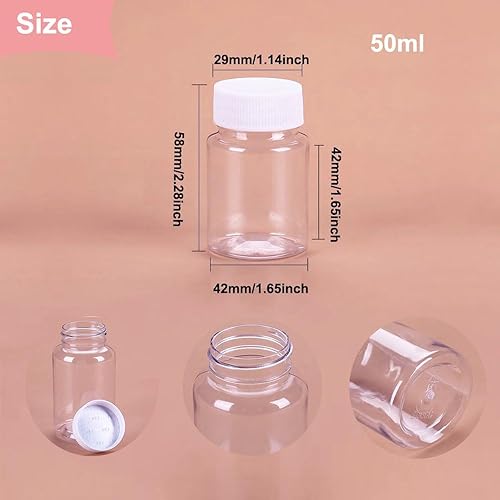 Miniatura 7 de SKYPRO 10 botellas transparentes para píldoras, botella de medicina de plástico, recipientes vacíos de reactivo con tapas para medicina líquida en