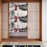 YUGTAEE Red Phone Booth London Street tenda due pezzi impiombata 86,4 x 142,2 cm tende in tessuto divisorio per stanze e porte