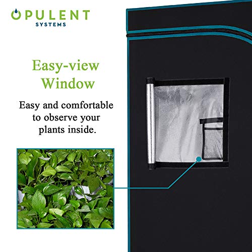 OPULENT SYSTEMS 48"x24"x60" Hydroponic Mylar Water-Resister Grow Tent Reflective Garden Growing Dark Room with Observation Window, Removable Floor Tray and Tool Bag for Indoor Plant Growing 2'X4' - Thumbnail 3
