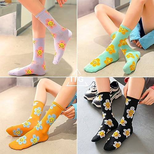 Image of IIG Women's Fashion Cute Cotton Socks Novelty Funny Above Ankle Crew Socks Holiday Gifts for Women 4 /5 Pairs