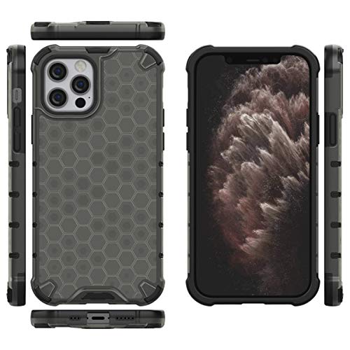 Image of Glasgow | for Apple iPhone 12 Pro Honeycomb Pattern Back Case Cover for Apple iPhone 12 Pro - Black