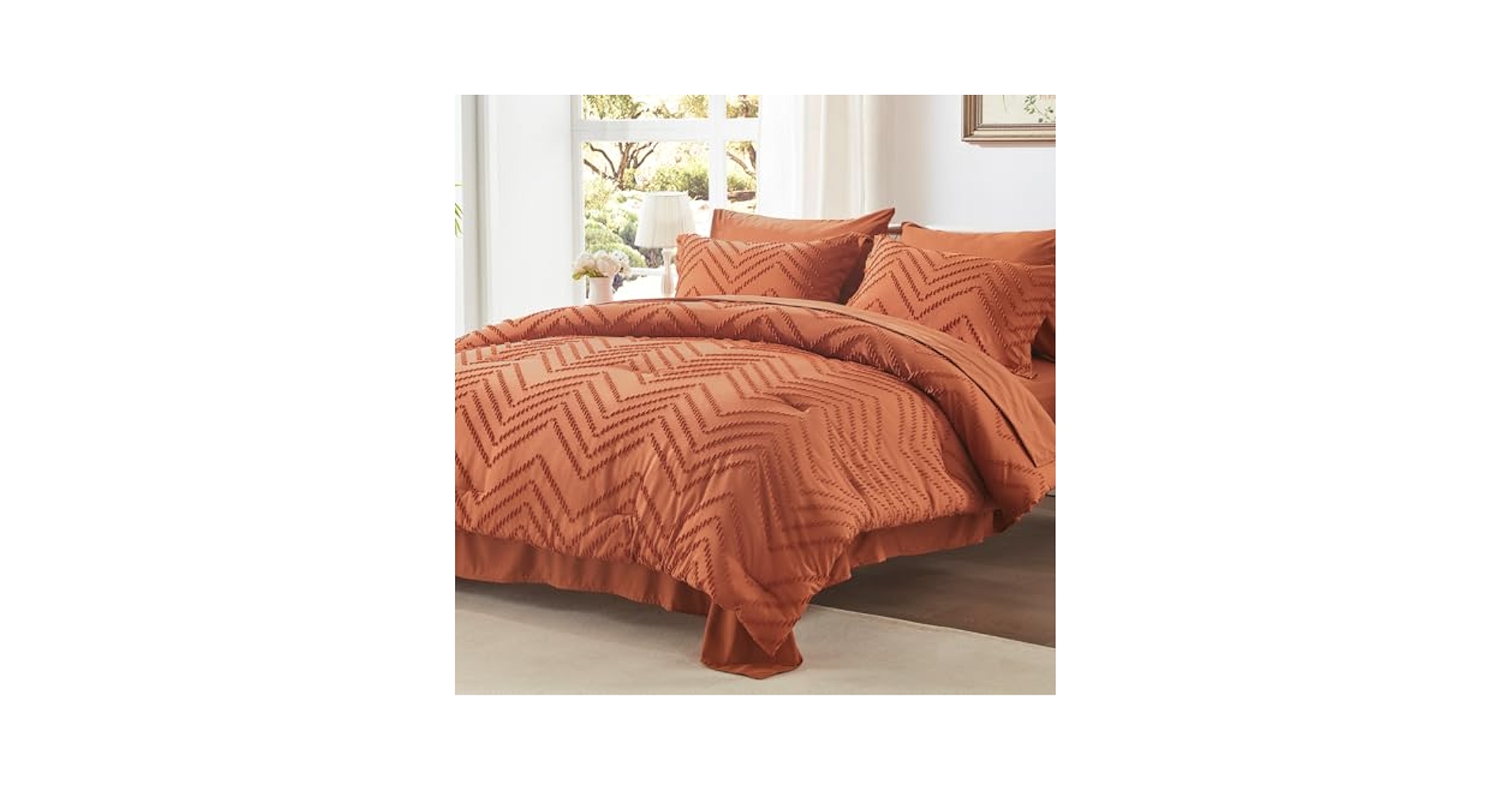 Amazon.com: Anluoer Full Comforter Set, Burnt Orange Tufted