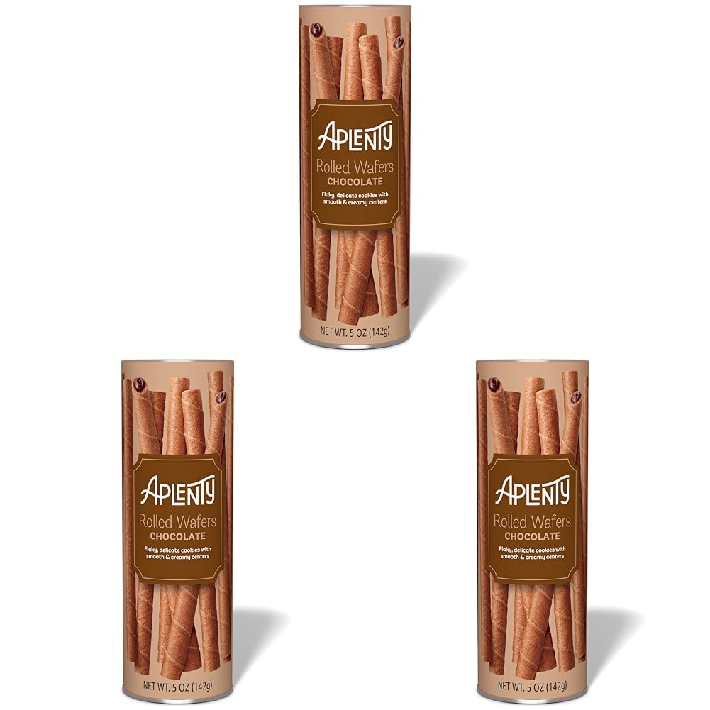 Amazon Brand, Aplenty Chocolate Rolled Wafers, 5 Oz (Pack of 3)