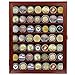 Military Challenge Coin Display Case Wall Mount Cabinet Poker Chips Holder Display Case Stand Rack Mahogany Finish Frame Pro 98% UV Protection