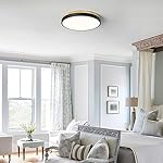 Vikaey Modern Wood LED Ceiling Light Fixture, Minimalist Black Flush Mount Ceiling Lamps, Round Ceiling Lighting Fixtures for Bedroom, Dining Room, Kitchen, Laundry Room, Hallway (NOT Dimmable) - Image 2
