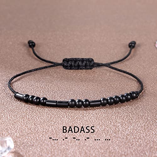 Morse Code Bracelets for Women Inspirational Gifts for Her Adjustable Black Adjustable Braided Men Bracelets Motivational Best Friend Birthday Gifts for Sister Daughter Mom Dad Christmas Jewelry…