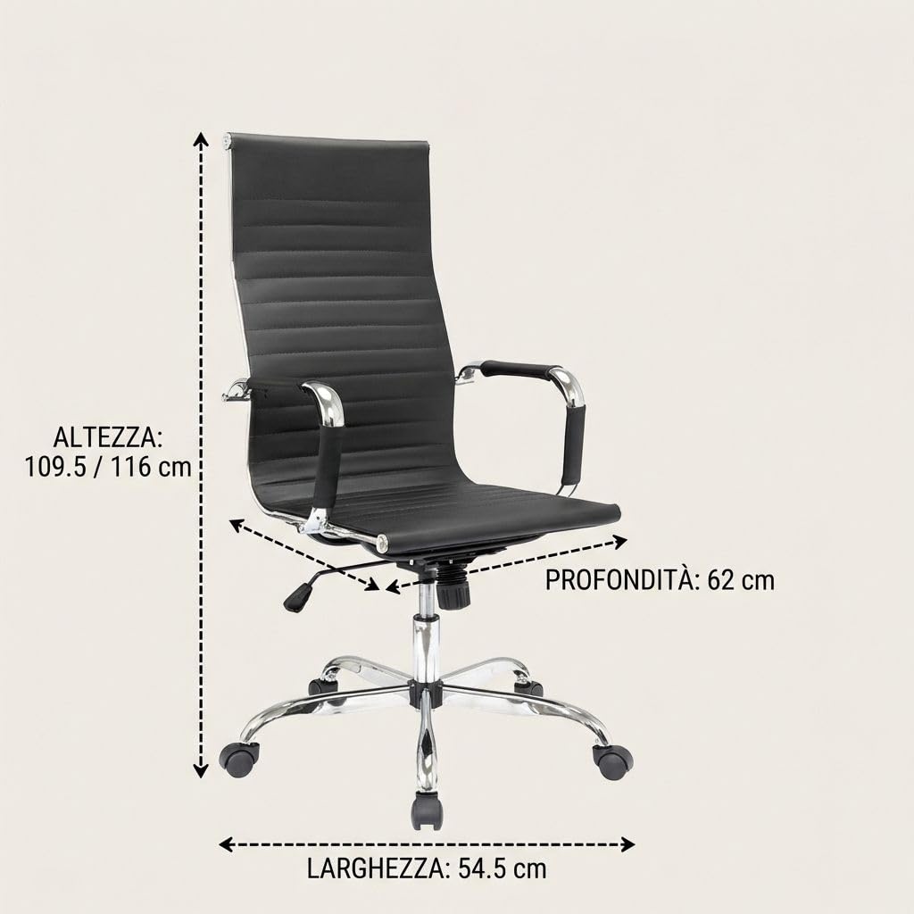 HEMAX Poltrona Direzionale Helsinki con Seduta Ergonomica Regolabile, Sedia | Sedia da Ufficio, Seduta Ergonomica Regolabile, Professionale per Studio e Lavoro, Design Elegante in Tessuto Tecnico