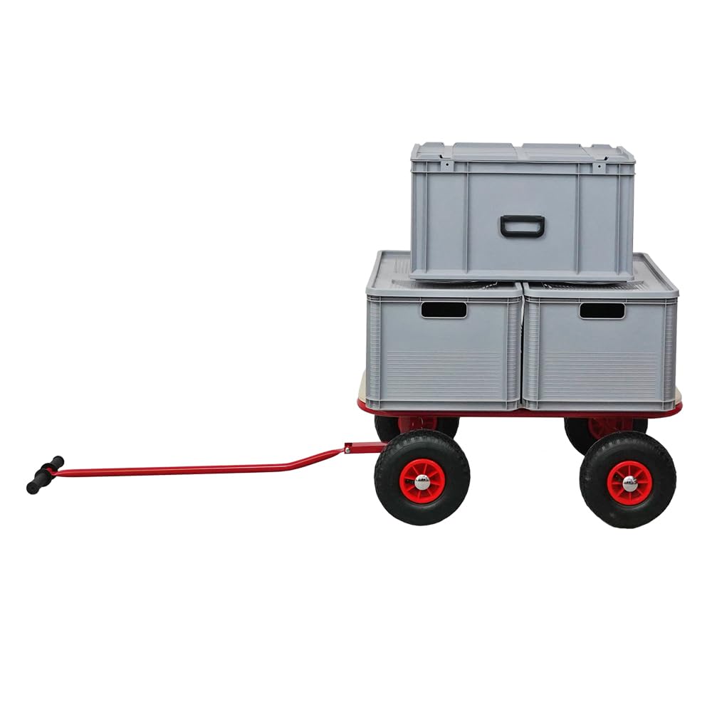 PROREGAL Chariot à Bras Professionnel Bolly | HxLxP 97x90x60cm | Capacité de Charge 150kg | Rouge | Chariot Transport