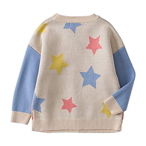 Mud Kingdom Fancy Toddler Girls Sweater Cute Unicorn Stars Beige 4T2