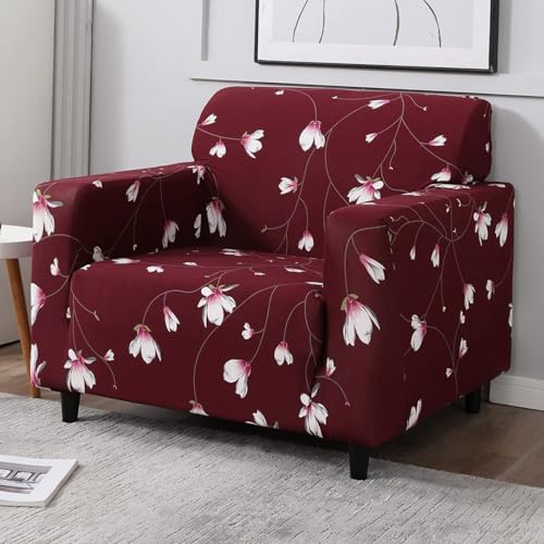 Image of HOKIPO 95% Polyester, 5% Spandex Stretchable Elastic Cover For Sofa 1 Seater (Ar-4093-D11, Red)