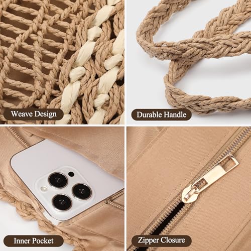 Image of Trifabricy Beach Bags for Women, Summer Straw Bag, Woven Straw Beach Tote Bag Shoulder Handbags
