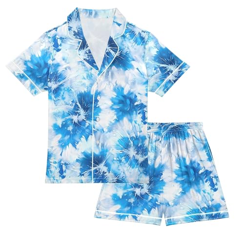 Cute Summer Pajamas Sets Satin Silk Sleepwear Button Down Shorts 2 Piece Loungewear