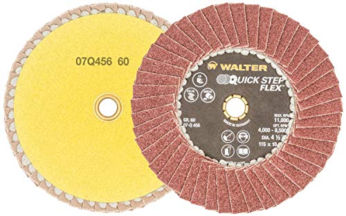 Walter 07Q456 Quick-Step Metal Surface Finishing Flap Disc [Pack of 10] - 4-1/2 in. Abrasive Disc, 60 Grit, Vibration Free Flap Disc. Finishing Supplies