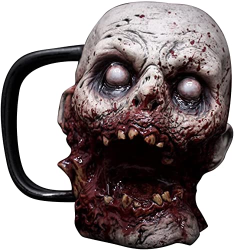 Eariy Halloween Horror-Zombie Head Cup 3D Zombie Macabre Tazas de café/Taza de Resina con Forma de Calavera con asa para el café y el Amante del Terror (C)