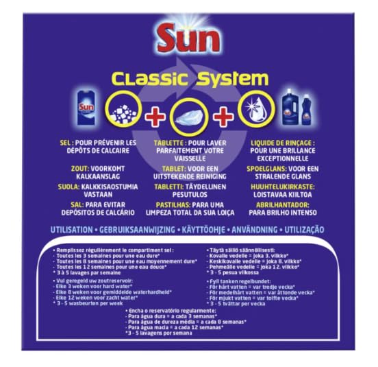 SUN CLASSIC - Sel Regénérant 1Kg Détergent pour lave-vaisselle - Pack de 6