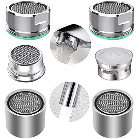 4pcs Faucet Aerators, 2pcs Aerator Filter Replacement Parts, with Brass Housing, 2pcs 15/16 Inch Male and 2pcs 55/64 Inch Female Bathroom Aerator Faucet Filters with Gaskets,for kitchen bathroom Cover