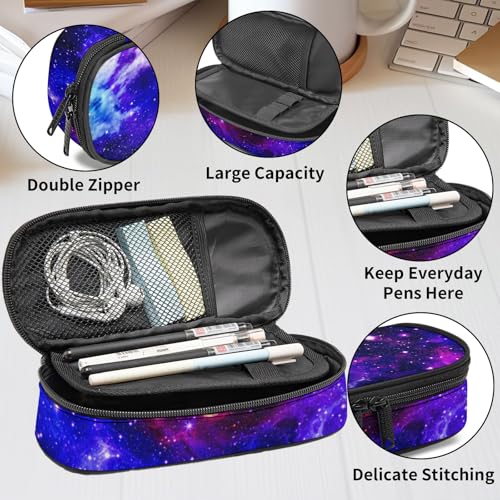 Image of Galaxy Starry Sky Stars Pencil case for Student Girl Boy, Large Capacity Pencil Pouch with Zipper Compartments, Cosmetic Makeup Bag Organizer for School Supplies Office Home