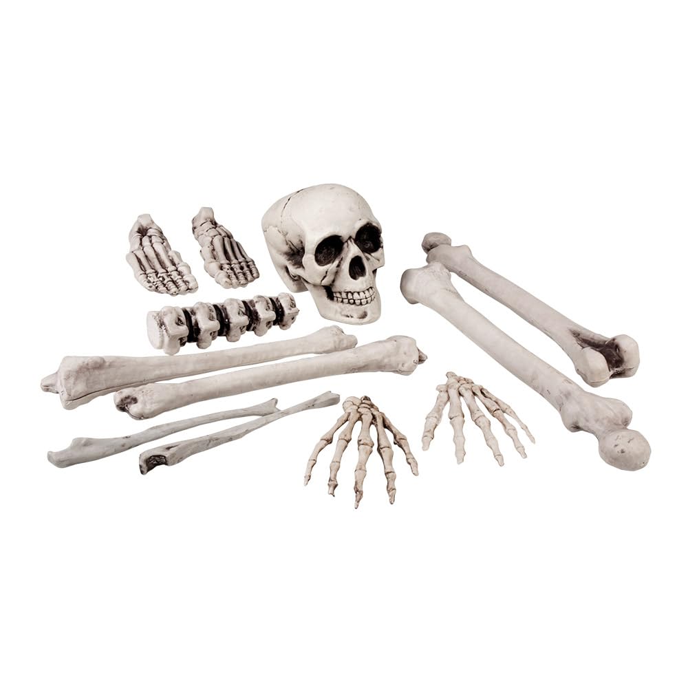 Boland Set of 12 Skull and Bones Skeleton Decorations – White, One Size – Perfect for Halloween, Horror Nights, and Themed Parties