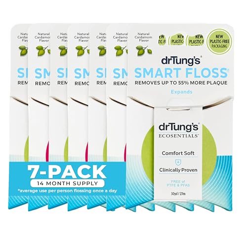 Dr. Tung'S Smart Floss, 30 Yds, Natural Cardamom Flavor 1 Ea Colors May Vary Pack Of 7