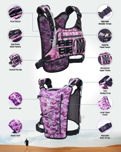 Image of Zelvot Running Vest with 2L Water Bladder, Hydration Backpack, U.S. Design Patent, Lightweight Hydration Pack with Gear Holder, Reflective Chest Pack for Men Women
