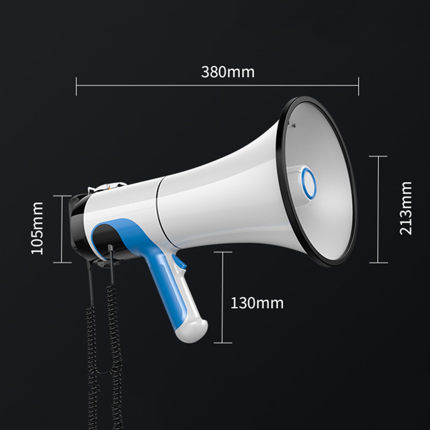 Altoparlante portatile megafono con potenza 80W, portata 2000m, batteria ricaricabile, registrazione 1000s, allarme con un clic per annunci ed eventi pubblici