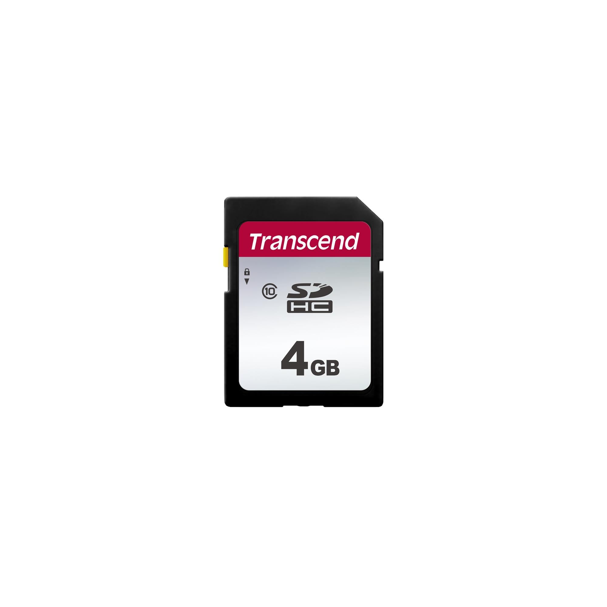 Transcend 4GB SDHC C10 Memory Card, Up to 20MB/s Read Speed, Full HD Video Recording & Photo Storage, Compatible with Canon, Nikon, Sony, Panasonic Cameras, Free Data Recovery Software (TS4GSDC300S)