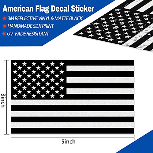 Reflective Subdued American Flag Sticker 3" X 5" Tactical Military Flag Usa Decal Great For Suv, Hard Hat, Car Vinyl Window Bumper Decal Sticker (3-Pack) #TOP1