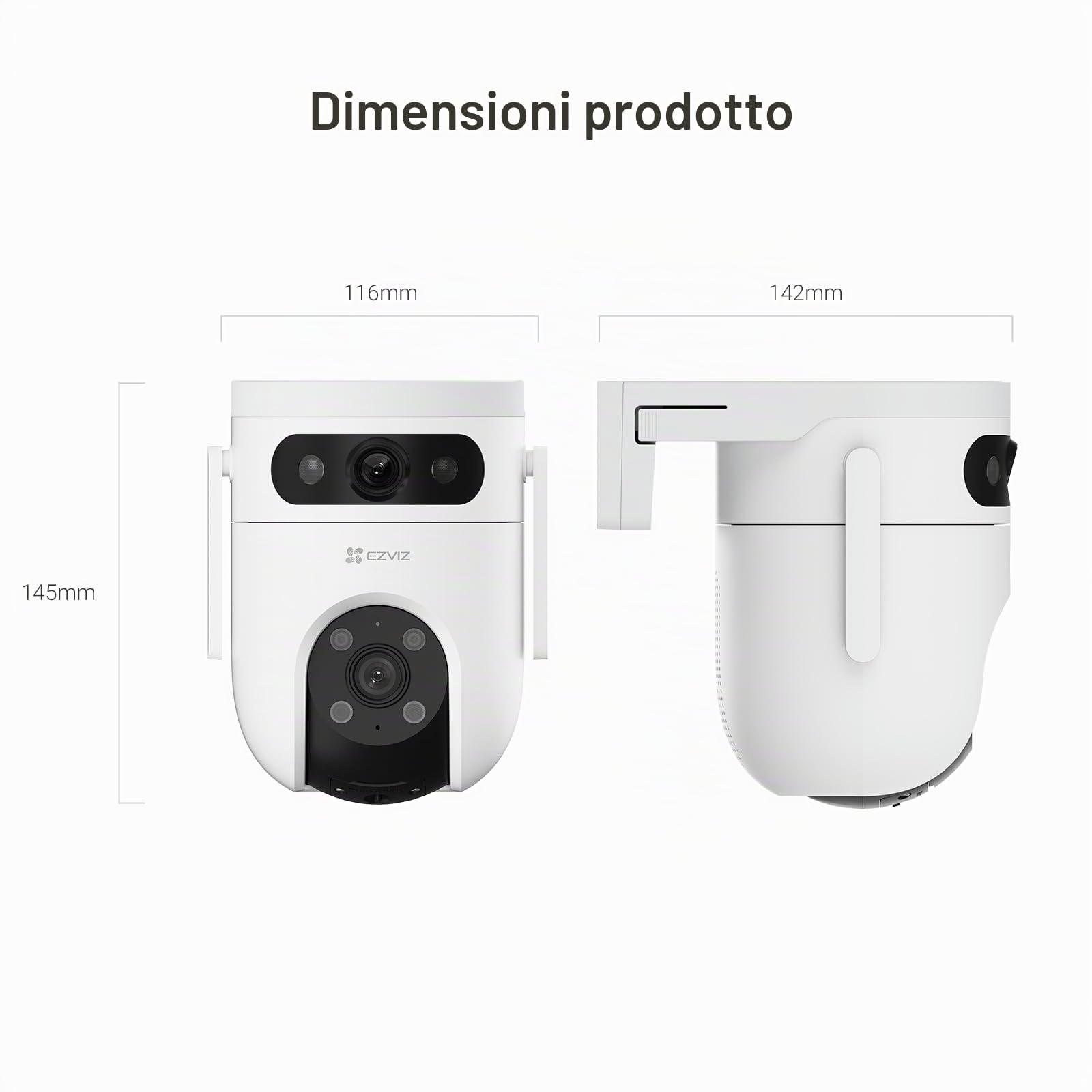 EZVIZ H9C 3K+3K Telecamera di Sorveglianza WiFi Esterna a Doppio Obiettivo, 360° PTZ, Tracciamento Automatico, Rilevamento di Forma Umana/Veicolo, Difesa Attiva, Visione Notturna a Colori 40M, Audio