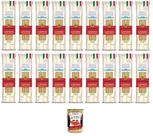 21 fideos Armando La Fettuccia, de bronce, 100% pasta italiana de 500 g + lata italiana Gourmet Polpa di Pomodoro de 400 g