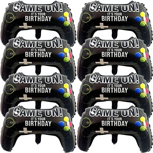 8 Pack Gamer Party Balloons Helium Foil Mylar Video Game On Balloons Video Game Controller Balloons For Boys Game Themed Party Birthday Decorations Supplies 23.6 X 15.7 Inch #TOP15