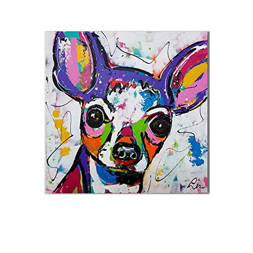 OLGKJ Moderne Abstrait Animal Toile Tableau Art Chihuahua Chien Pop Art Murale Tableaux pour Salon Decoration à La Maison Peinture sans Cadre