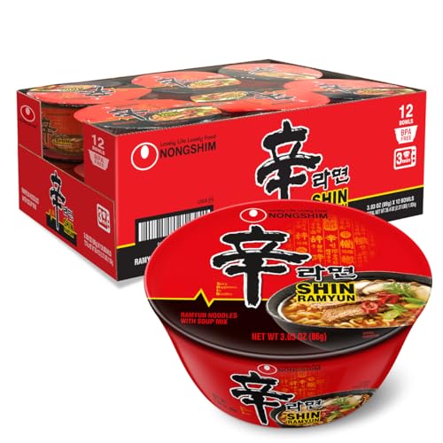 Nongshim Shin Ramyun Bowl Noodles, Spicy Korean...