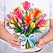 Paper Love HugePop Tulips Flower Bouquet 3D Pop Up Card, With Detachable Paper Bouquet, Gift for Birthday, Wedding, Thank You, All Occasions - Jumbo 10