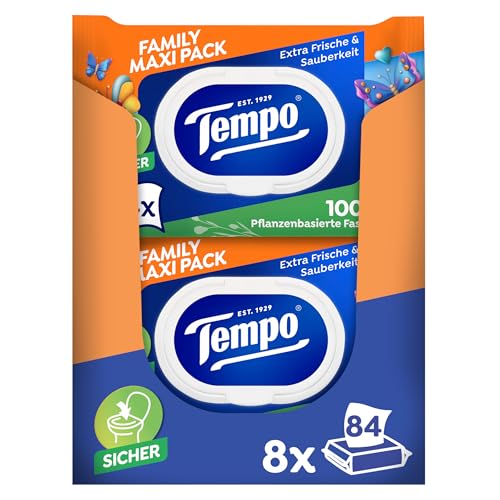 Tempo feuchtes Toilettentuch Maxi Pack_Vorteilspack_8 Stück mit jeweils 84 Tüchern