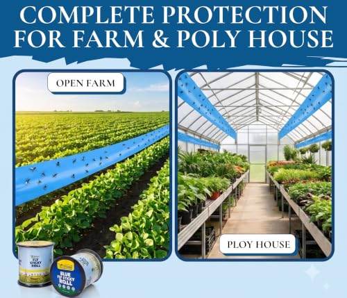 Image of Chipku Blue Sticky Fly Roll 15cm x 100m | Flying Insect Control | Non-Toxic & Odourless | Easy to use | Indoor & Outdoor Use for Farm, Poultry & Home Garden