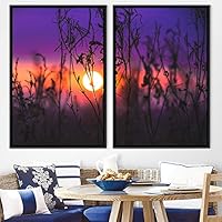 2 Piece Framed Canvas Wall Art Sunset in The Trees Canvas Prints Home Artwork Decoration for Living Room,Bedroom - 16