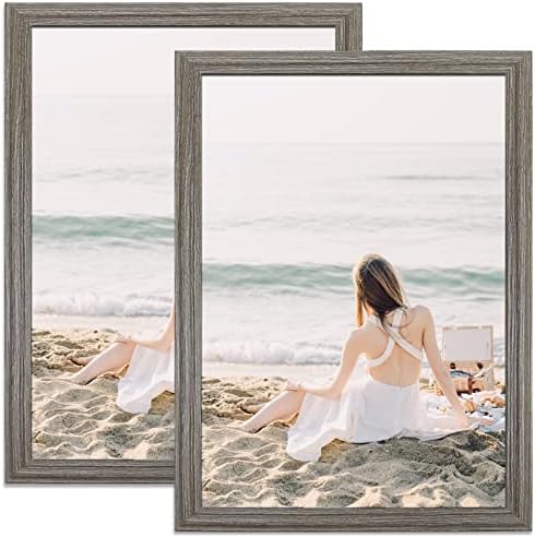 COREAET 24 x 36 Frames, Poster Frame 24x36 inch, Large Wall Decor Frames 24 by 36, Rustic Gray Picture Frame 24 36, Set of 2 Photo Frame with Plexiglass