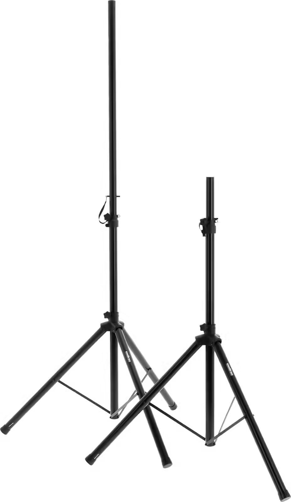 WOODBRASS SS50 Pied d’Enceinte Set de 2 Pieds d’Enceinte Sono avec Housse - Stands Haut‑Parleur Ajustables 115‑183,5 cm, Acier Noir Standard 35 mm, Charge 50 kg, Transport Facile