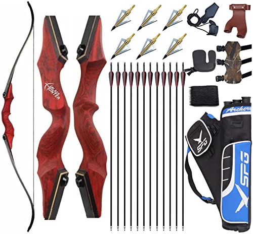 IRQ Traditioneller Mongolischer Recurve Bogen Aus Holz - Handgefertigt, 35-55lbs, Für Rechts- & Linkshänder (131cm)