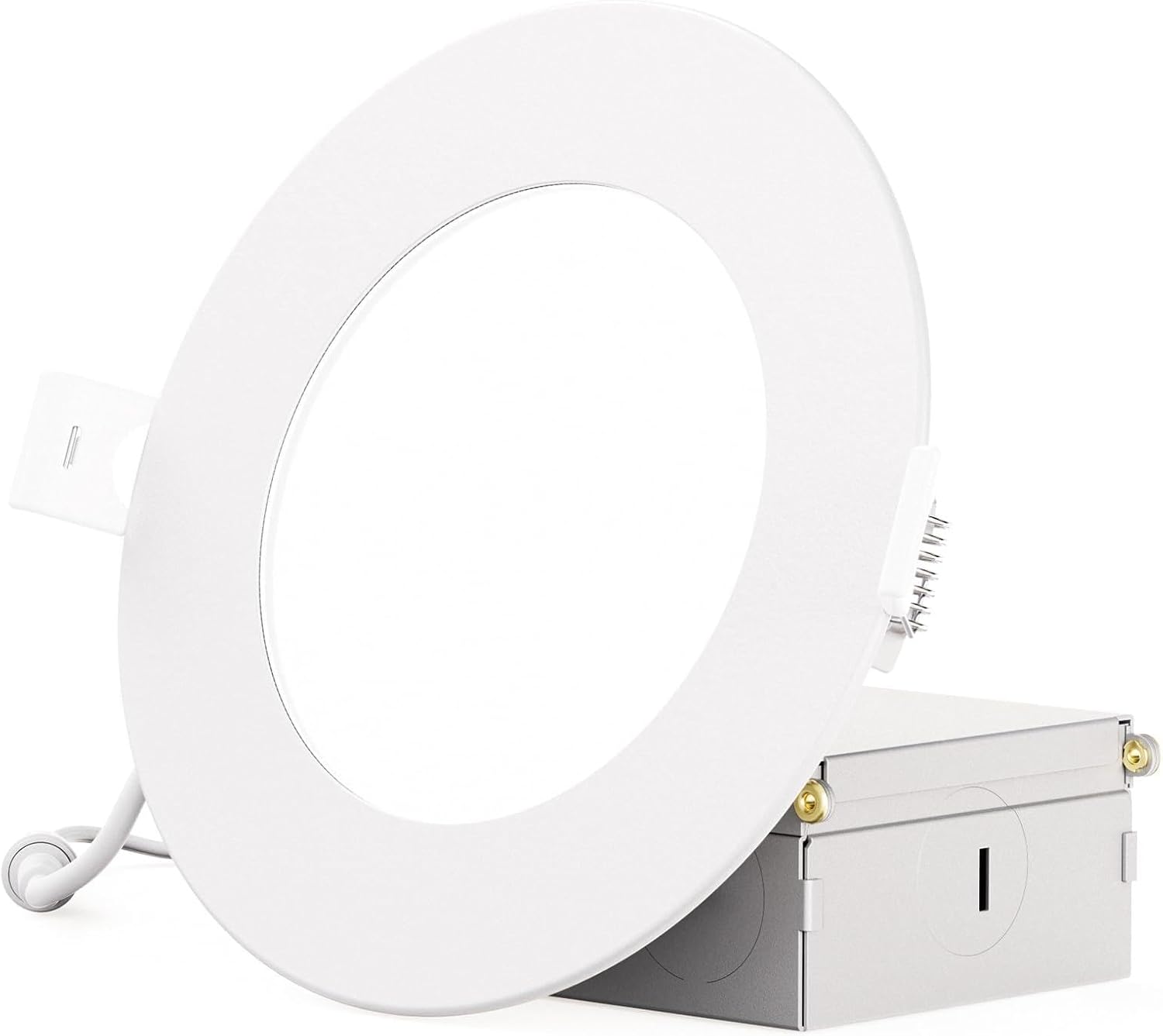 4 Inch Ultra-Thin Recessed LED Downlight, 9W 750LM, 6000K Daylight Plus, White Trim, Wet Rated, Triac Dimmable, ETL, FCC, Energy Star, (24 Pack)