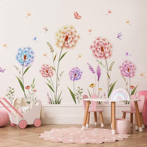 Vinilo Decorativo Floral Diente de León Colorido 30x90 cm