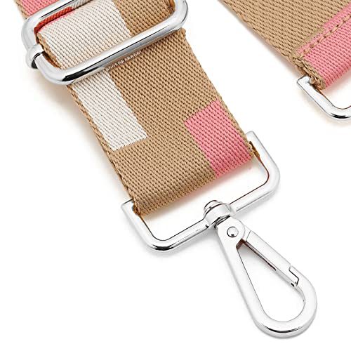 Image of Silvery Buckles Wide Shoulder Strap Adjustable Replacement Belt Crossbody Canvas Bag Handbag