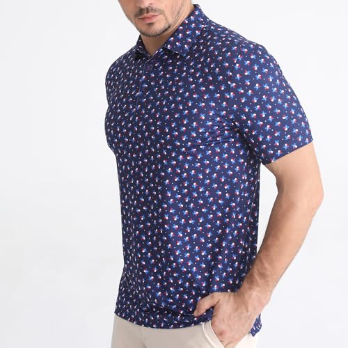 Funky Golf Polo Shirt Mens Performance 4 Way Stretch Quick Dry UPF 50 Polyester Print Short Sleeve Polo Tshirt3