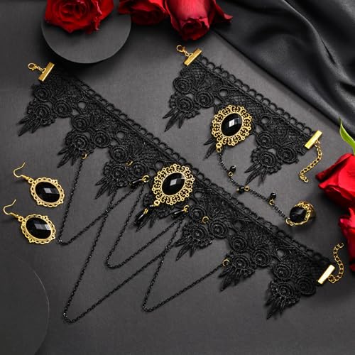 Hisatan Halloween Gothic Vampire Choker Necklace Jewelry Set for Women - image 5