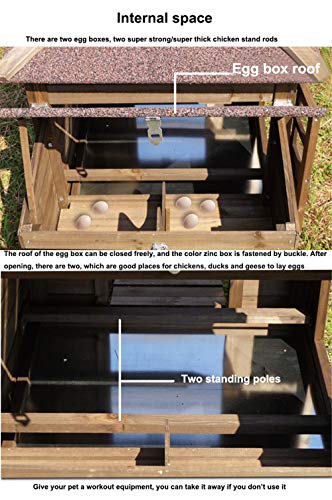 JHKGY Hölzerner Pet House Hühnerstall Rabbit Hutch,Hühnerstall,Ark House Geflügel Run Nistkasten,Garten Hinterhof Pet… – Bild 7
