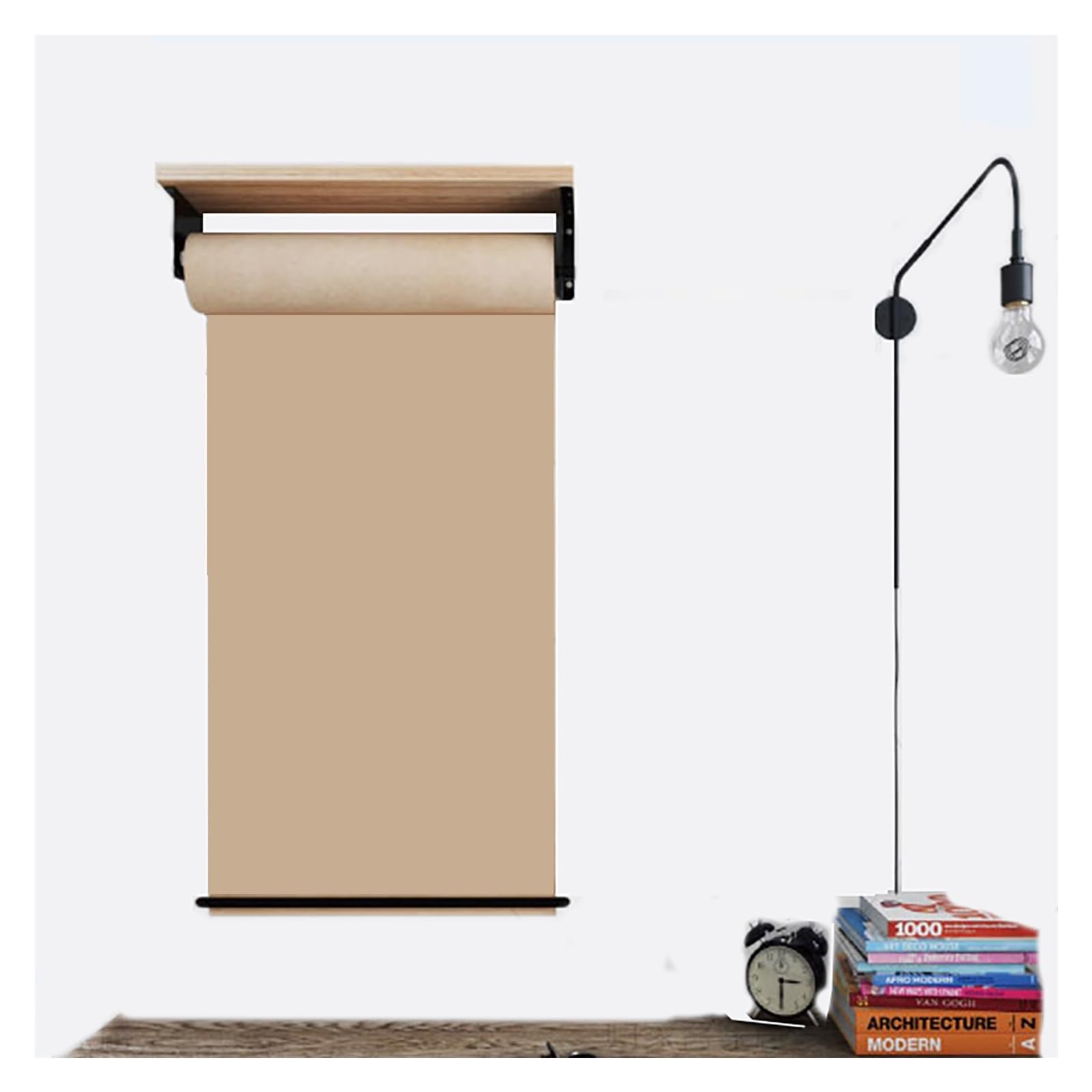 Dozownik rolek papieru kraftowego o szerokości 71 cm / 99 cm – zawiera 50 m rolki papieru do list rzeczy do zrobienia, wystrój domu wiejskiego i tablice ogłoszeń, wszechstronna dekoracja ścienna i