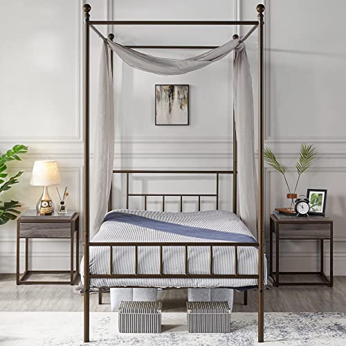 Buy Yaheetech Metal Canopy Platform Bed Frame FourPoster Canopied Bed