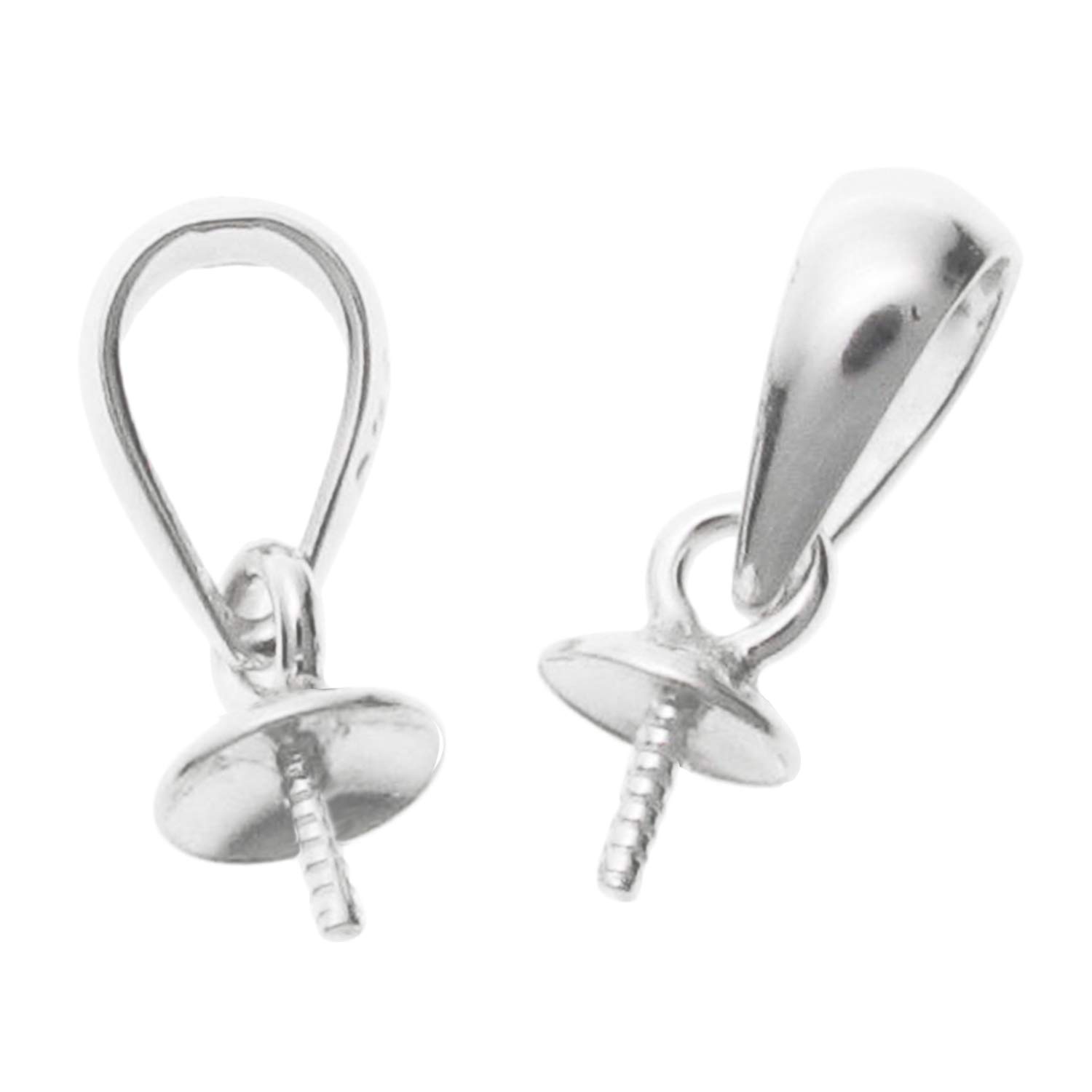 12 pcs .925 Sterling Silver Bail Pin With 5mm Cup Pearl Pendant Connector